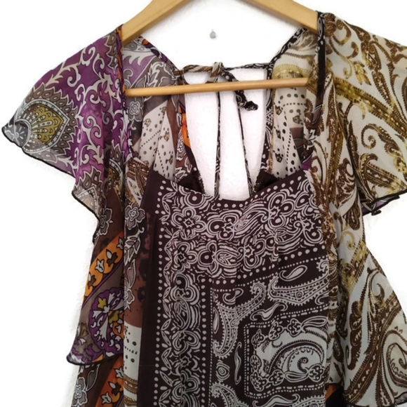 Studio Y Hippie Boho Ruffle Festival Top Size Large - Picture 3 of 4